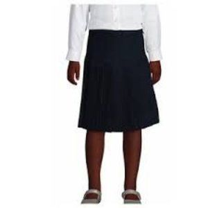 NWT LANDS' END UNIFORM GIRLS SOLID PLEATED BELOW THE KNEE SKIRT CLASSIC NAVY 4